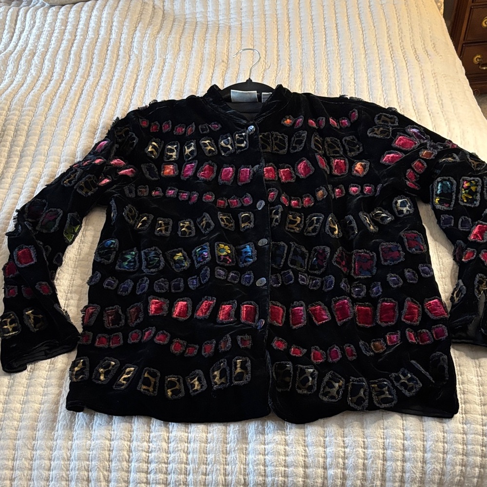 Chicos Velvet Patterned Jacket - image 1